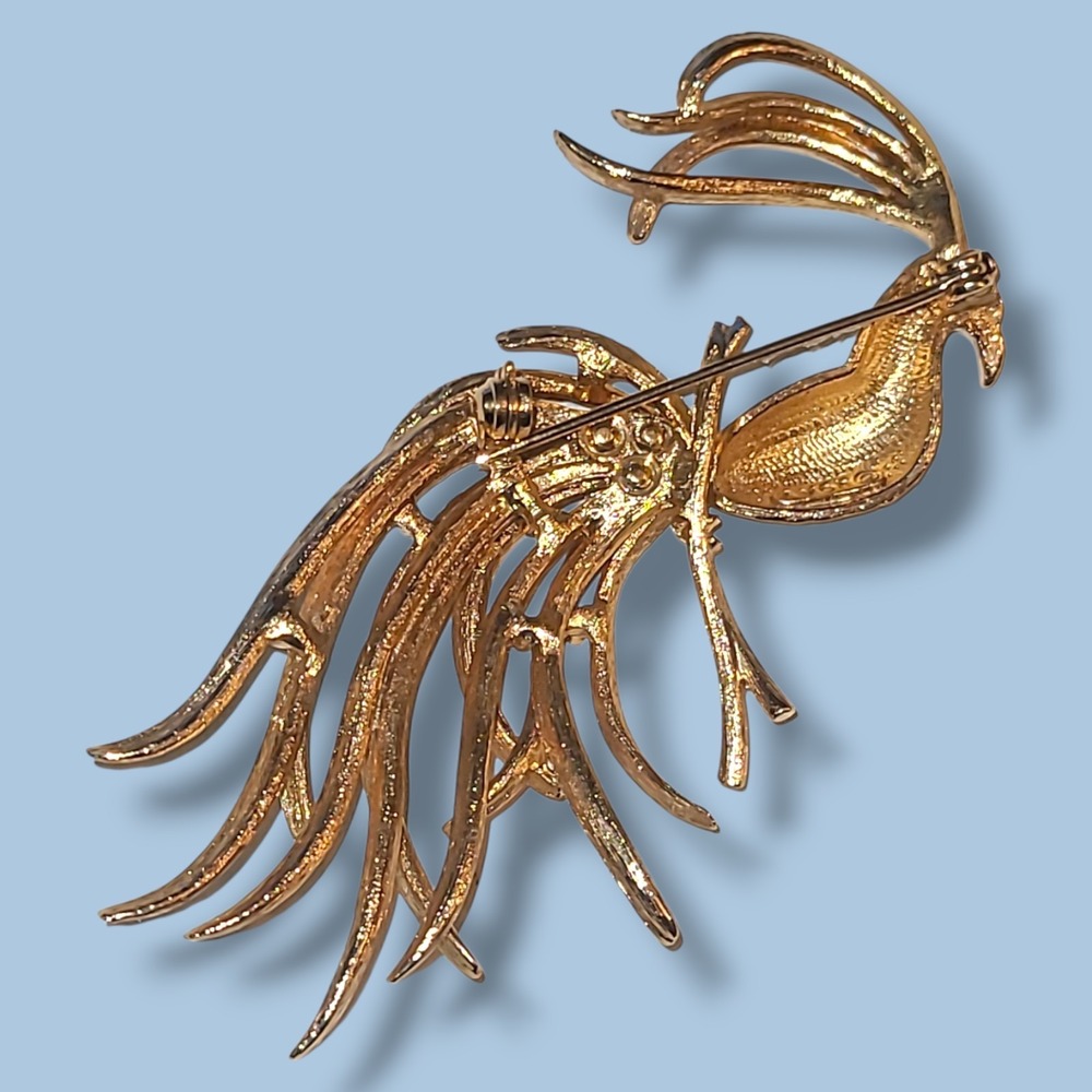 Vintage Avon 1969 Gold Tone Bird of Paradise Brooch Pin Statement Jewelry‎ - Picture 3 of 4